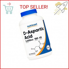Nutricost D-Aspartic Acid (DAA) Capsules 3000mg Per Serving (180 Capsules) – Non