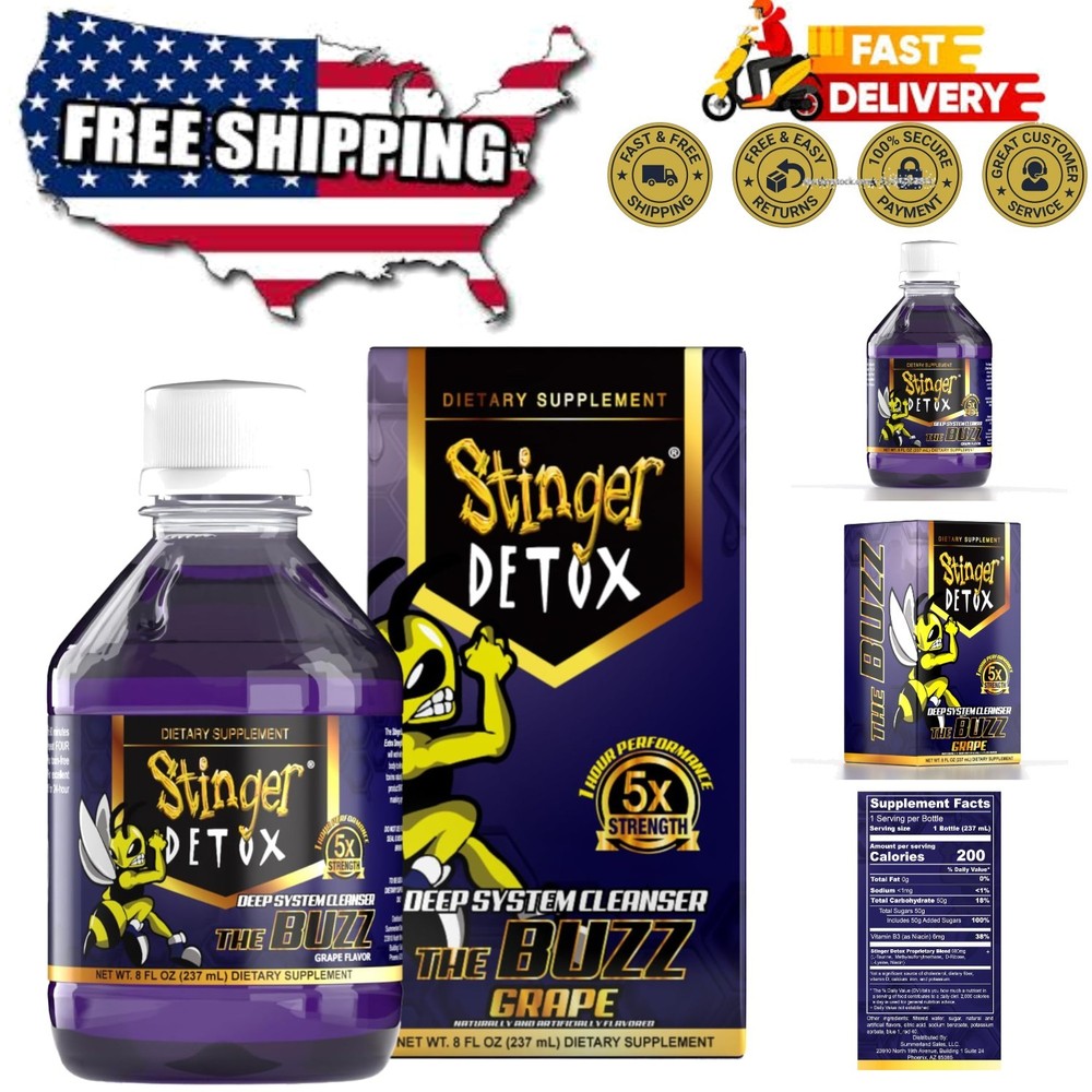 Buzz 5X Grape Detox Drink – Extra Strength 16 FL OZ – Optimal Wellness Support
