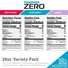 Powerade Zero Sports Drink Variety Pack (20 fl. oz., 24 pk.)