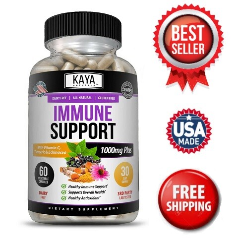 Immune System Booster, Elderberry, Zinc, Probiotics, Echinacea, Garlic, Turmeric