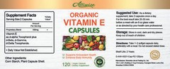 Organic Vitamin E Capsules Supplement for Hair Skin Nail Face Eye Health Vegan