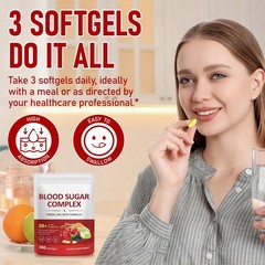 300 Softgels Blood Sugar Complex Supplement | 20+ 300 Count (Pack of 1)