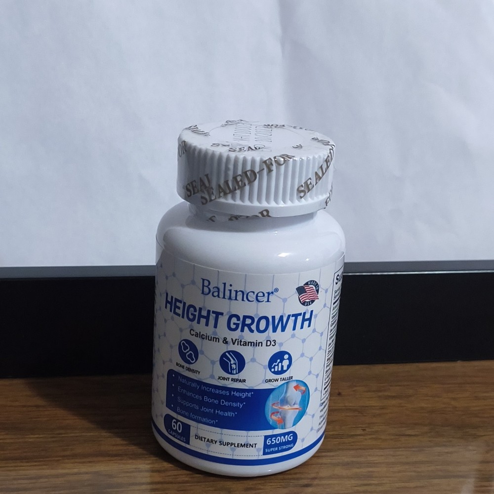 Balincer Height Growth Supplement Calcium Vitamin D3 K2 Zinc 650mg 60 Caps