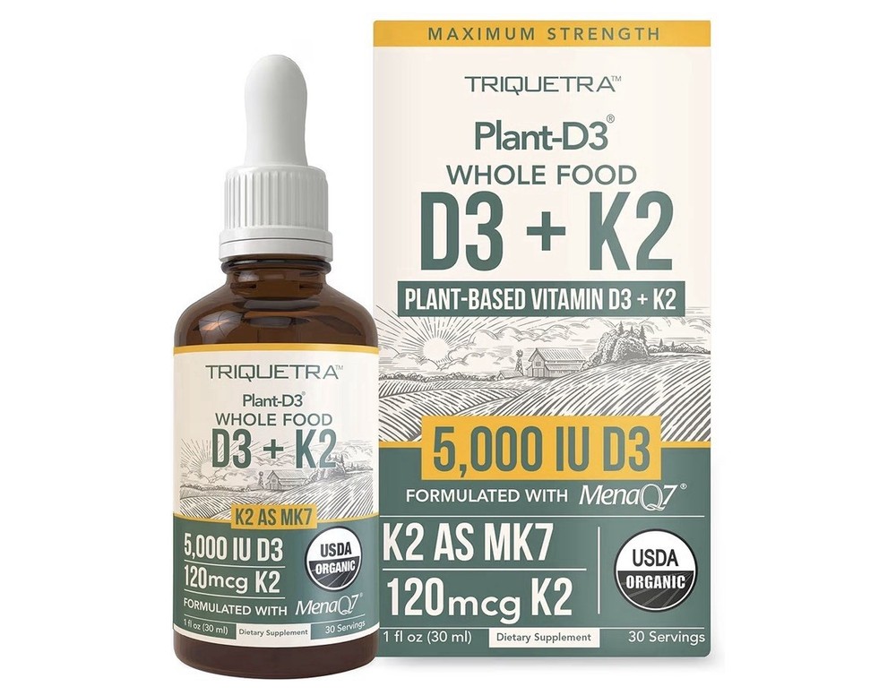 Organic Plant D3 + K2 (5000 iu D3) – All-Trans MK7 from MenaQ7 (120 mcg K2)