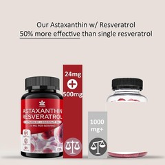 Astaxanthin Supplements 24mg Gummies with Resveratrol, 60 Count (Pack of 2)