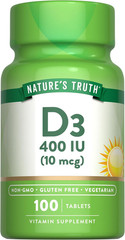 Vitamin D3 | 400 Iu (10 Mcg) | 100 Tablets | Vegetarian, Non-Gmo, & Gluten Free