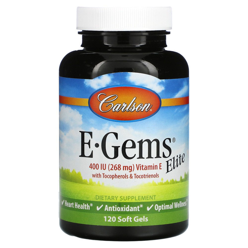 Carlson Labs E-Gems Elite 400 IU 120 Soft Gels Gluten-Free, Preservative-Free,
