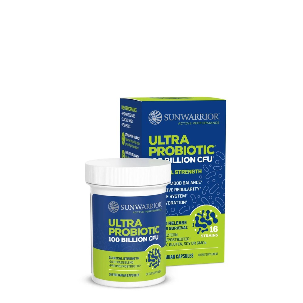 Sunwarrior Ultra Probiotic 100 Billion, Stress, Mood, Immune, Skin, 30 Vegan Cap