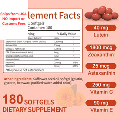 HEALOADING Lutein and Zeaxanthin Supplement Softgels: 180 Count (Pack of 1)