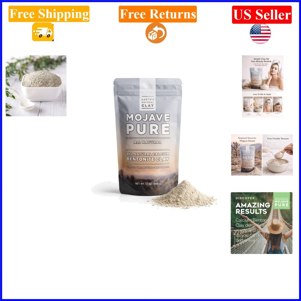 Calcium Bentonite Clay Powder 13oz – Natural Detox & Skin Mask