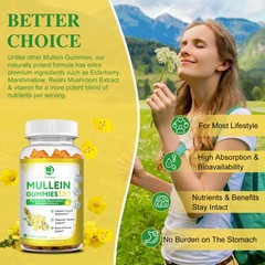 Mullein Leaf Extract Gummies for Lung Cleanse Plus Marshmallow Quercetin Vitamin