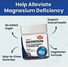 2-Pack VEV 14-in-1 Magnesium Gummies – 10 Mg Types + D3, Ashwagandha – 90 Ct