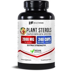Plant Sterols 2000mg | 240 Count Maximum Strength Beta Sitosterol by Healthfare