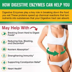 Digestive Enzymes Prebiotic & Probiotics Gas Constipation& Bloating Relief 120Pc