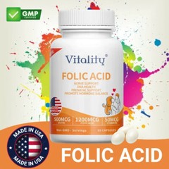 Folic Acid 1200mcg, 60 Softgels With Biotin & Vitamin B6 – High Potency