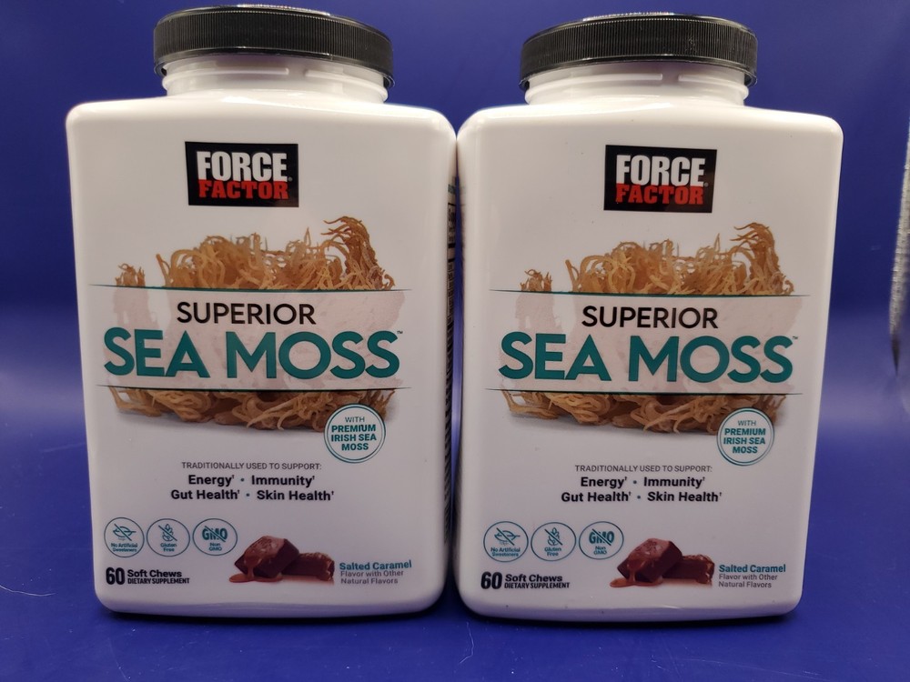 2 Pack Force Factor Sea Moss Soft Chews Salted Caramel 60ct Each Exp 07/2026