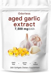 Odorless Garlic 7500mg Per Servings, 300 Softgels | 2 Years Aged Garlic Extra…