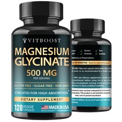VITBOOST Magnesium Glycinate 500mg – High Absorption 120 Count (Pack of 1)