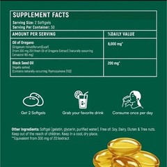 2 In 1 Oil Of Oregano & Black Seed Softgels features Carvacrol , Immune Support