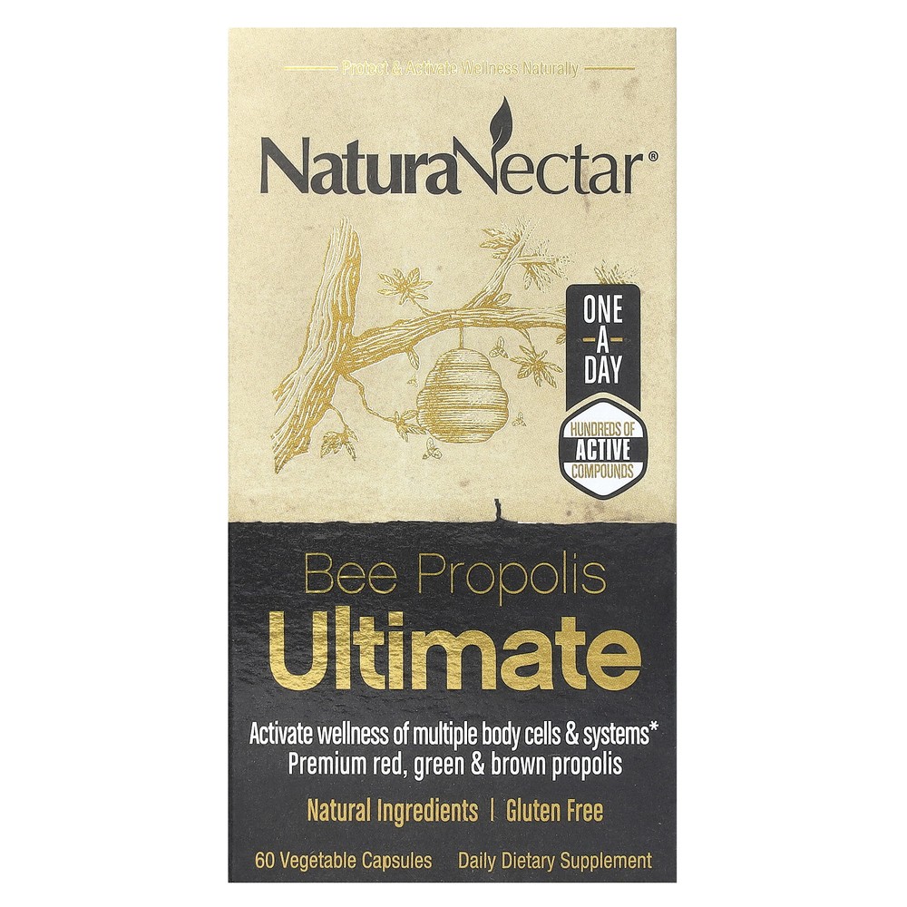 NaturaNectar Bee Propolis Ultimate 60 Veggie Caps Alcohol-Free, All-Natural,