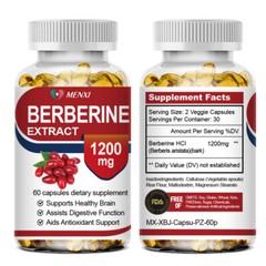 60PCS Blood Sugar Support Supplement 1200mg Berberine Cinnamon Extract Strength
