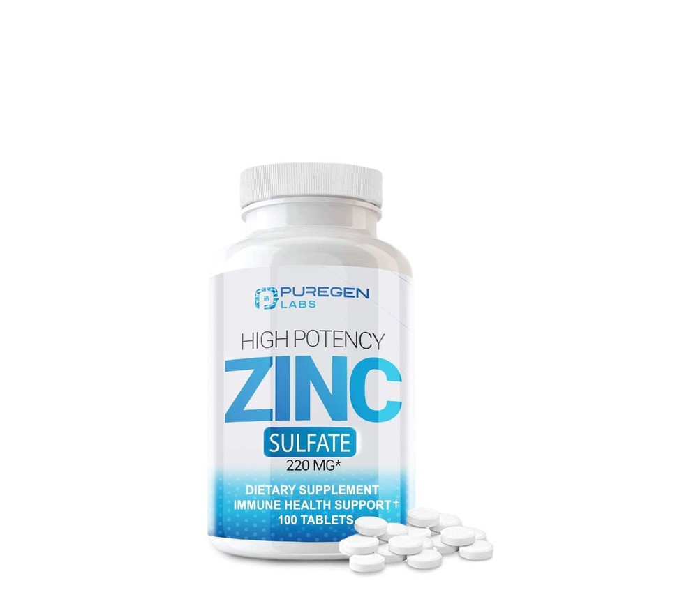 Zinc 220mg [High Potency] Supplement – Sulfate for 100 Count (Pack of 1)