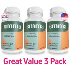 3 Pack Emma Gut Health Supplement 180 Capsules to Support Bloating Relief & Leak