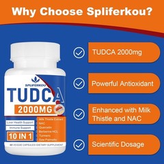 2000mg Tudca Liver Support Supplement, Tudca Bile Salt with Milk Thistle and Nac