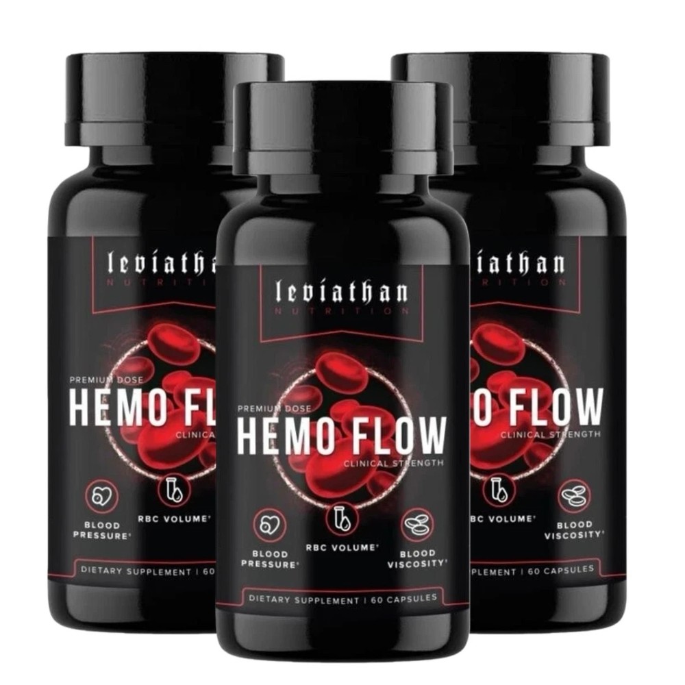 3Pcs Leviathan Nutrition Hemo Flow supplemental Nattokinase with forNitric Oxide