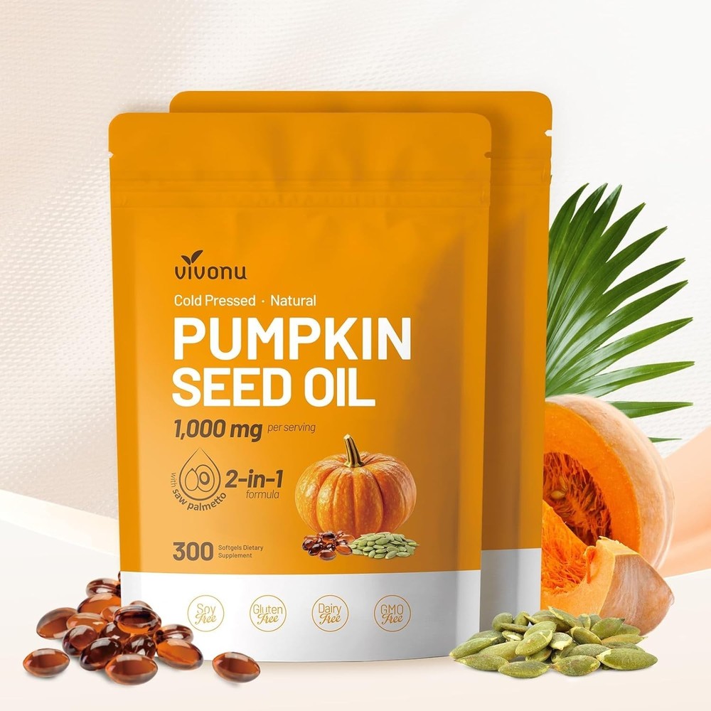 VivoNu Pumpkin Seed Oil & Saw Palmetto – 2-Pack (300 Softgels)