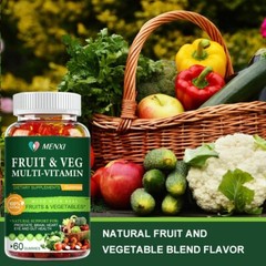 Natural Fruits and Veggies Gummies Daily Vitamin Multivitamin Supplement 60pcs