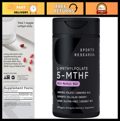 Methyl Folate & B12 Complex – 1000 mcg L-Methylfolate, 2000 mcg Methylcobalamin,