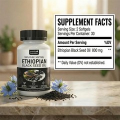 Ethiopian Black Seed Oil Softgels |4.64% Thymoquinone | Non-Gmo, Gluten-Free,60