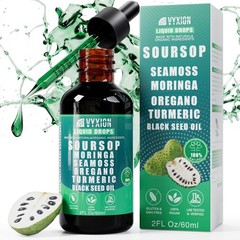 Soursop Bitters Liquid Drops 10 in 1 with Sea Moss, Moringa, Turmeric, Black …