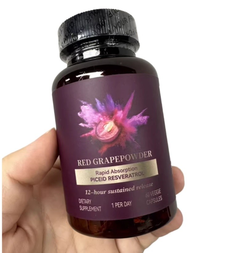 Red Grape Powder quick Absorbtion Piceid Resveratrol Veggie 60 Capsules