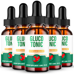 Gluco Tonic Blood Support Drops, Max Strength, GlucoTonic Liquid Drops (5 Pack)