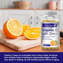 Vitamin C with Zinc 120 Capsules Antioxidant Supplements for Immune Support