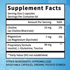 Choline Supplements 30 To 120 Capsules | Promotes Energy, Liver, Brain