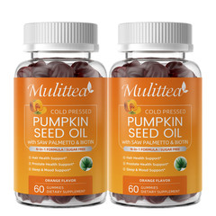 2Pack Pumpkin Seed Oil Gummies Cold Pressed for Hair Growth, Prostate Health