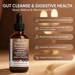 Gut Cleanse Drops – Black Walnut, Wormwood, Clove, Garlic, Oregano, Soursop & Mo