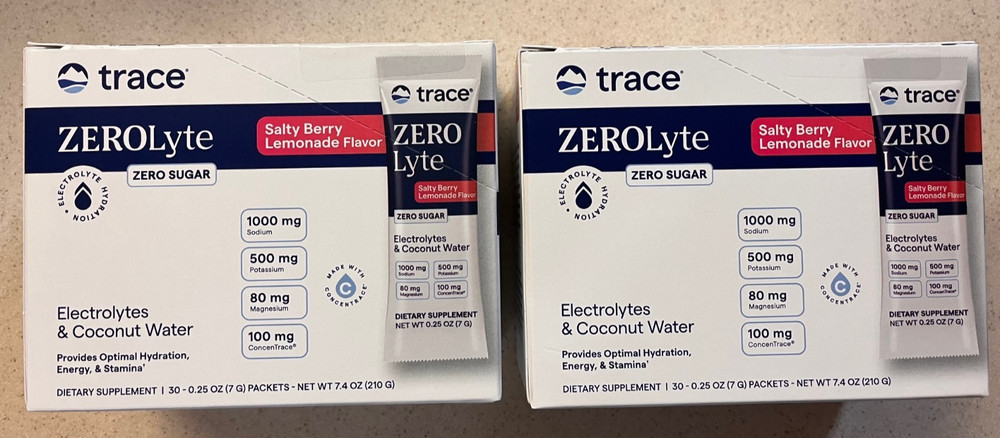 NEW 2 – 30ct Trace Minerals ZeroLyte Packs – Salty Berry Lemonade -Exp: 6/2028