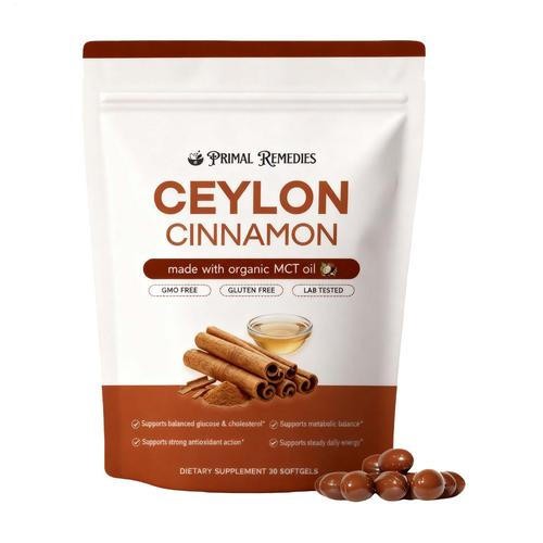 Ceylon Cinnamon Softgels Equivalent 7200mg MCT Oil 30ct Supplement