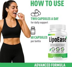 LipoEase Weight Loss Fat Burner Supplement Capsules Metabolism 1 Pack 60Ct