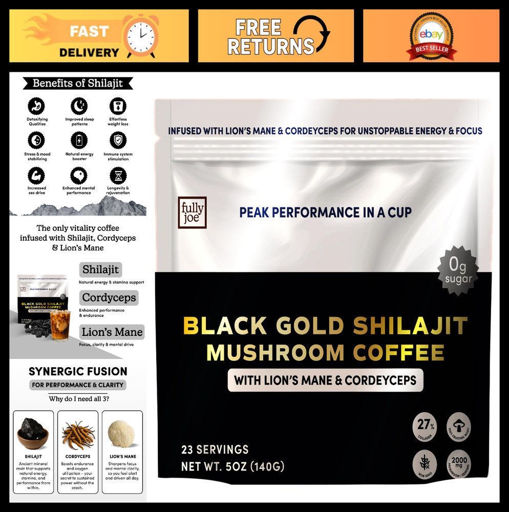 Himalayan Shilajit Mushroom Coffee – Organic Arabica & Coconut Milk Blend, Energ