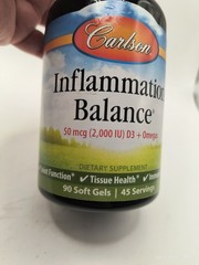 CarlsonLabs Inflammation Balance D3+ Omegas Joint Tissue 90 Softgels Ex8/26