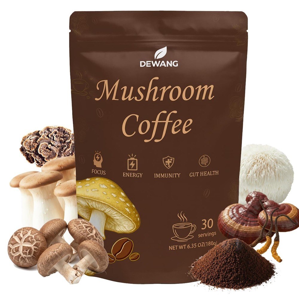 Mushroom Coffee 6 Mushroom Instant Blend with Lion’s Mane, 30 Serv. 6.35oz
