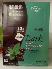 12 NuGo Dark Mint Chocolate Chip Protein Bars Vegan Gluten-Free 9SEPT26