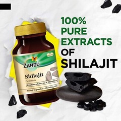 Zandu Shilajit 60 Caps 100% Herbal effective for Improving Strength & Stamina