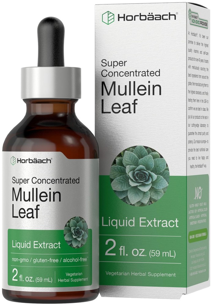Horbäach Mullein Leaf Extract Drops | 2 fl oz | Alcohol 2 Fl Oz (Pack of 1)