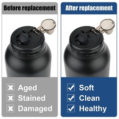 2pcs Bite Valve Replacement for Ello Hydra 64oz Stainless Steel Medium, black